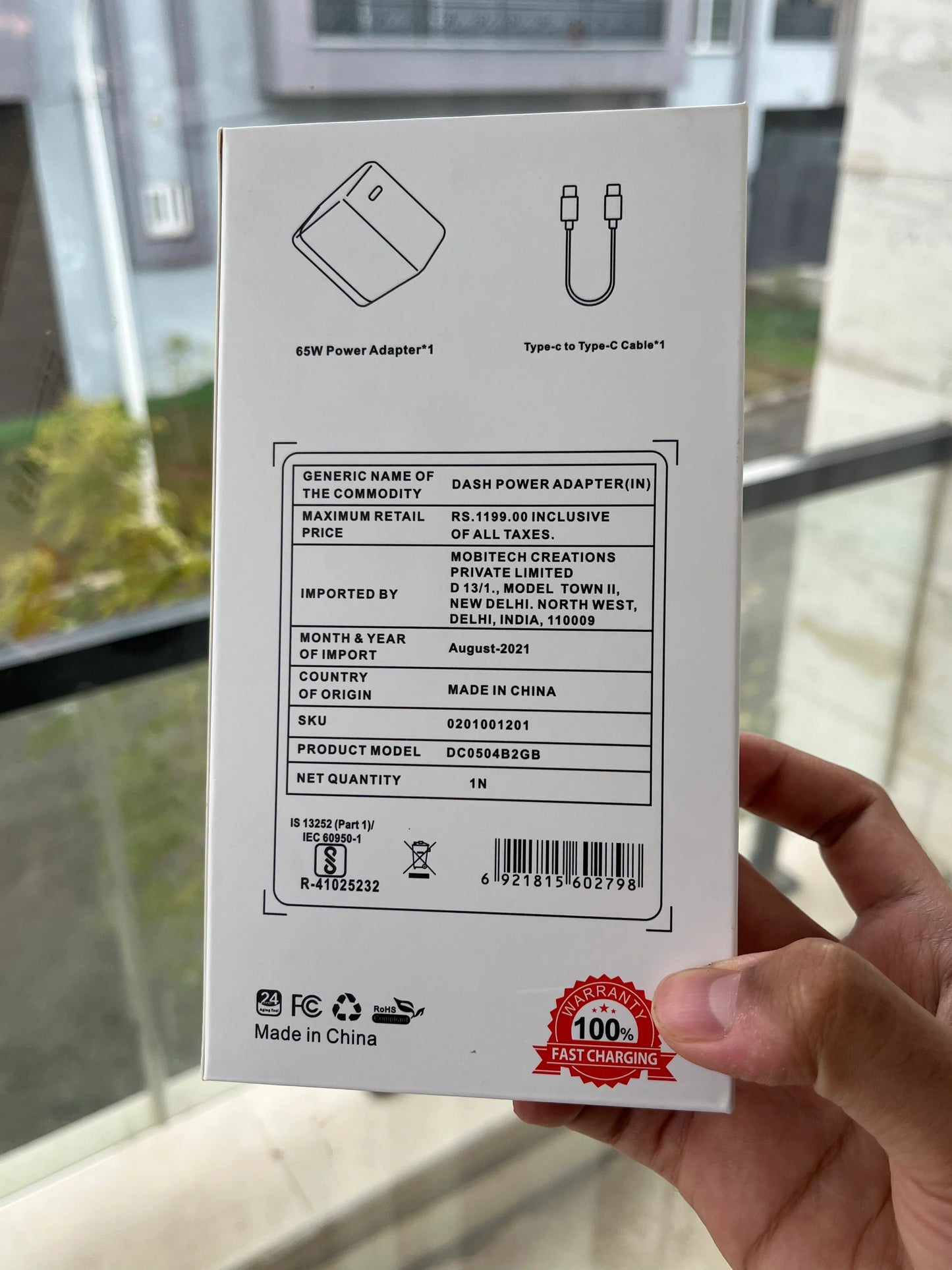 OnePlus Warp Charge 65 Power Adapter SUPERVOOC Type-C to Type-C Cable